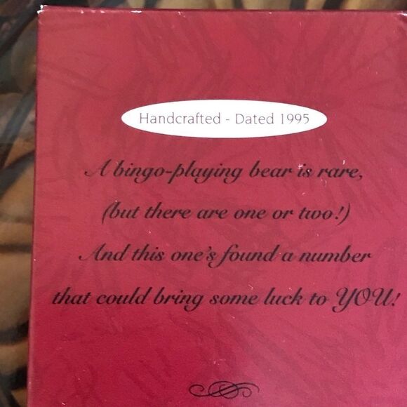 Vintage Hallmark Keepsake ornament bingo playing bear collector bear  1995 - Picture 2 of 4